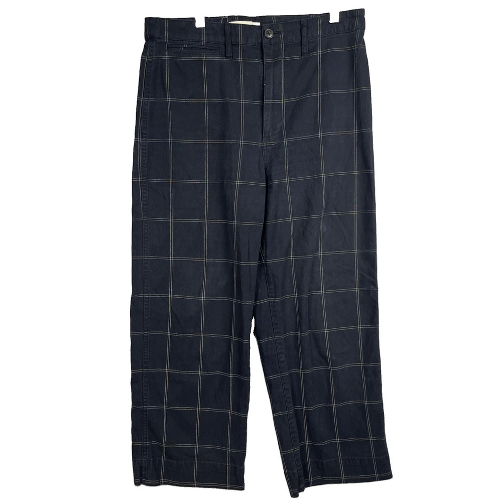Madewell Slim Emmett Wide Leg Crop Pants Women’s 32x26 Windowpane High-Rise Grid